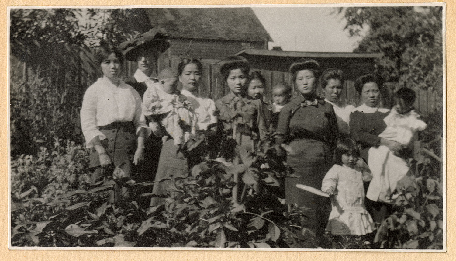 Women and children in the garden